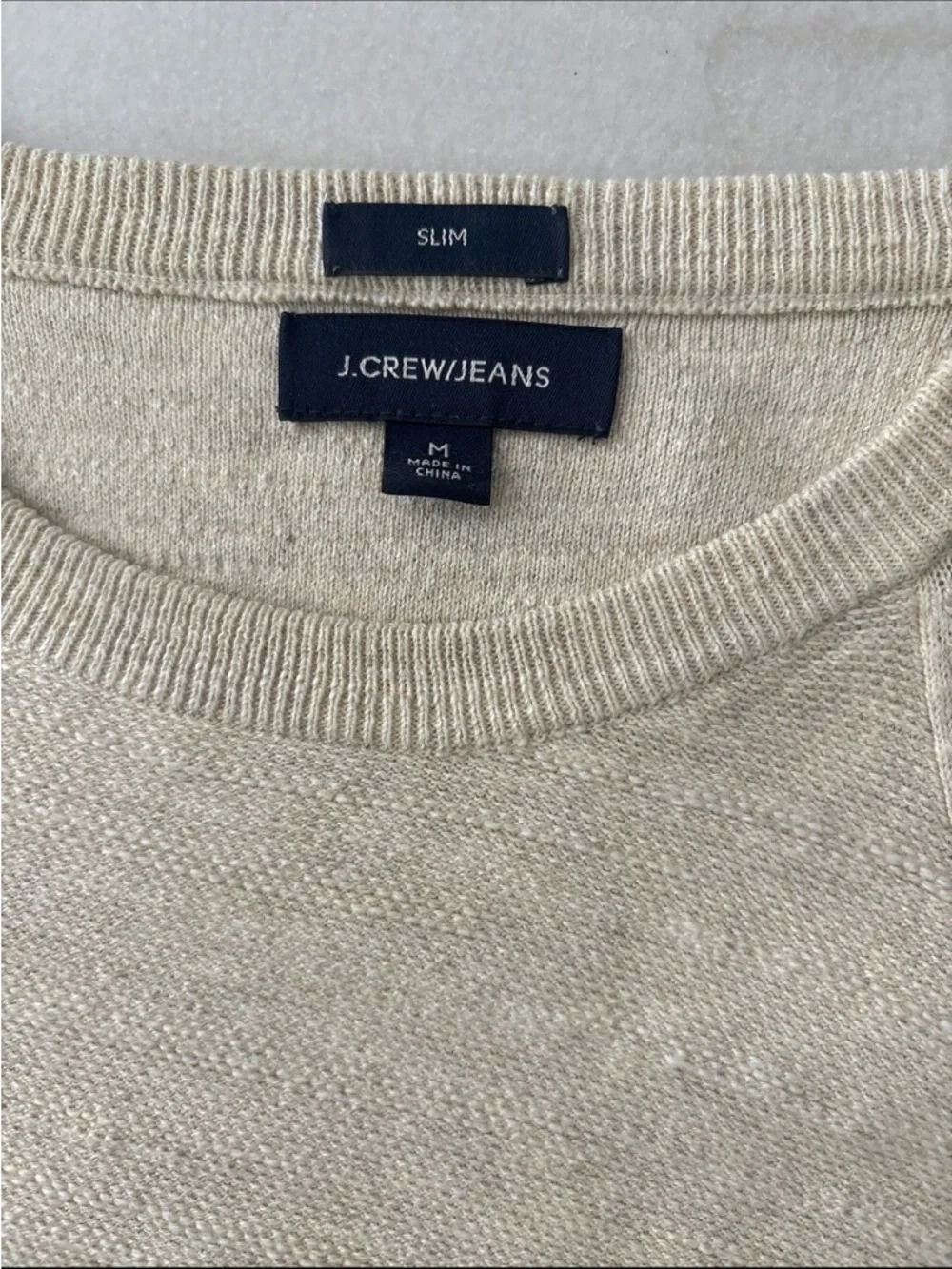 J. Crew Men's Crewneck Sweater in Light Beige